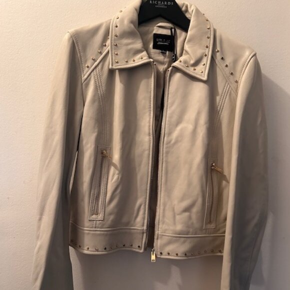 Anthropologie x Lamarque Gali Bone Leather Lined Studded Short Zip Jacket NEW L - Picture 8 of 16
